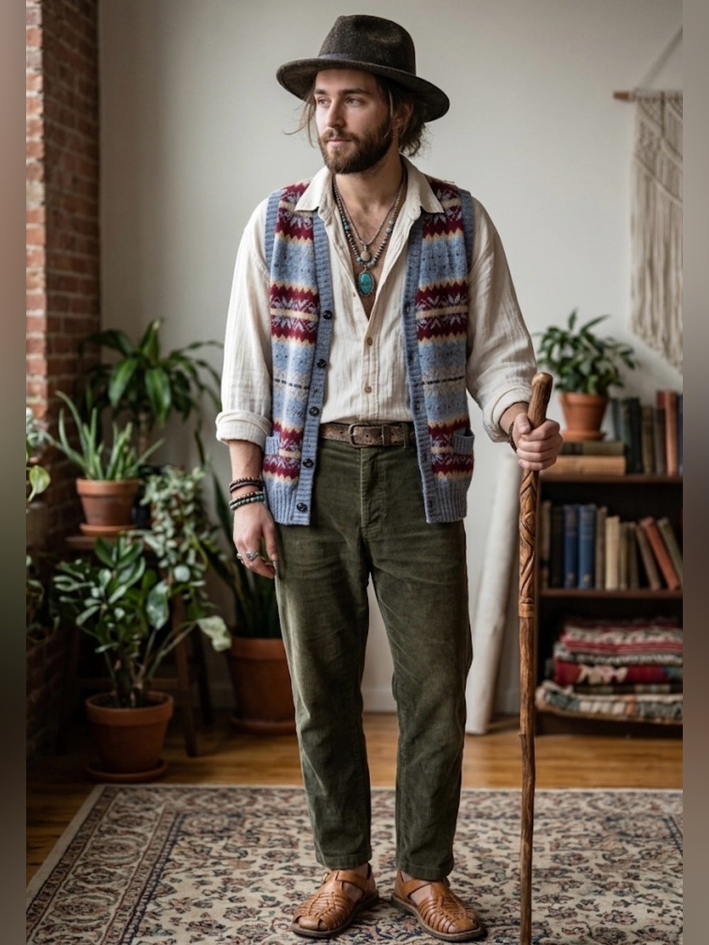 Vintage Classic Directions Fair Isle Shetland Wool Sweater Vest Medium